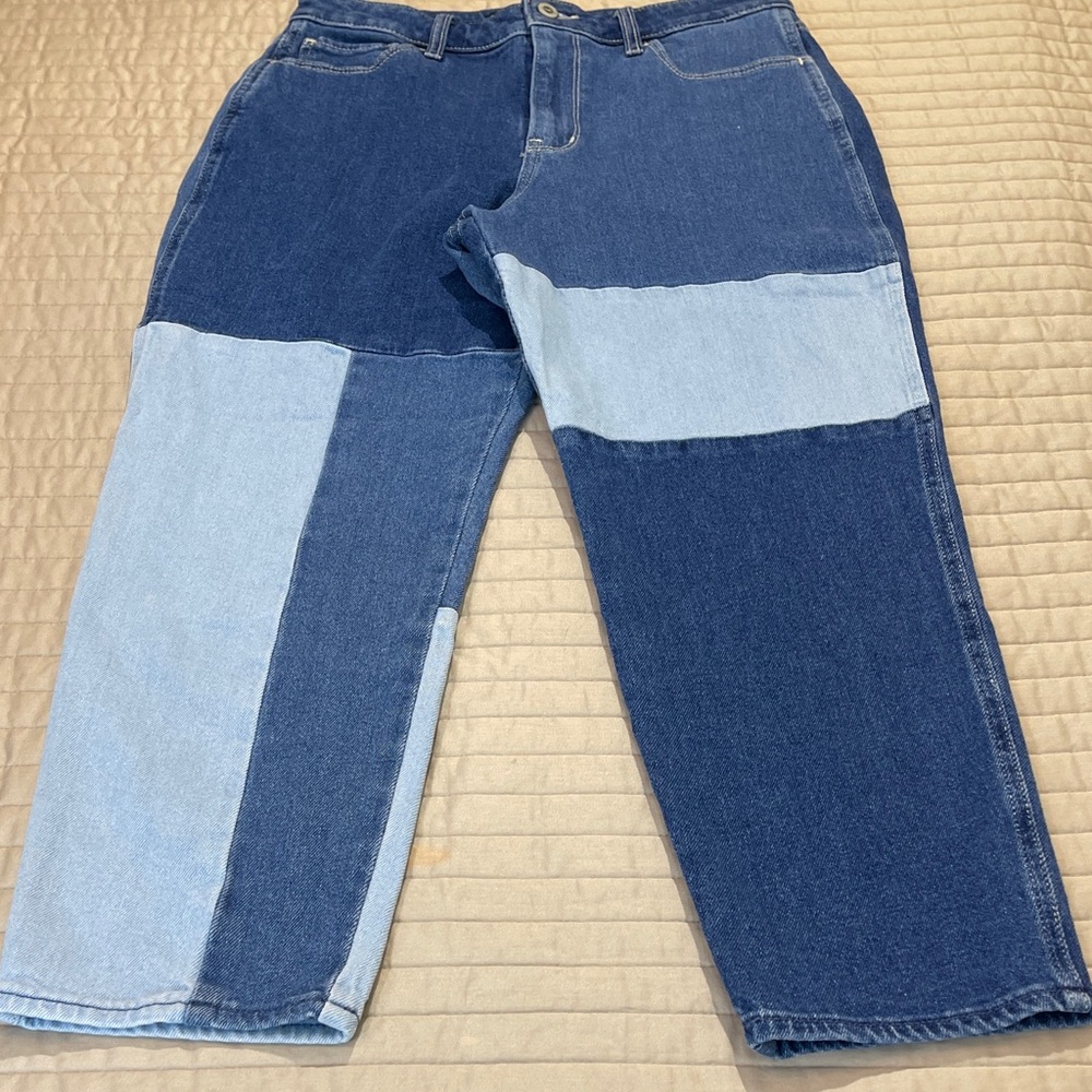 Hollister ULTRA HIGH RISE MOM JEAN 9S 29/25 Two-Tone BLUE DENIM
